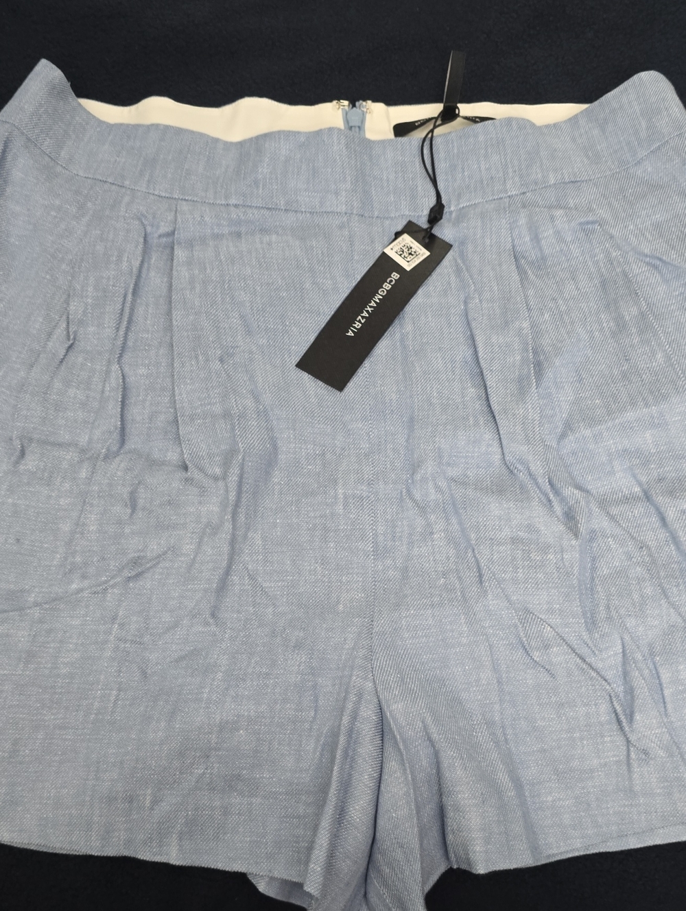 BCBGMaxAzria Light Blue Pleated Women's Tailored Shorts